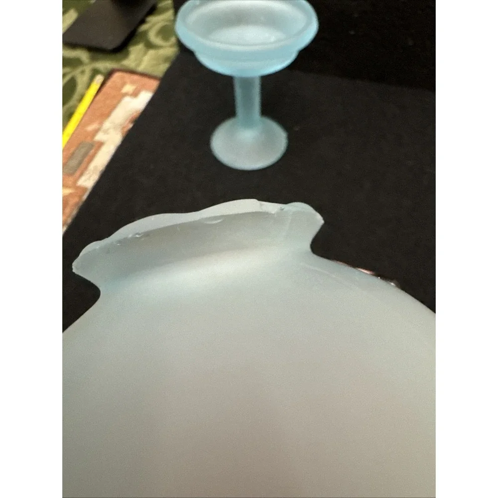 Westmoreland Vintage Baby Blue Frosted Glass 2-Piece Fairy Lamp 6